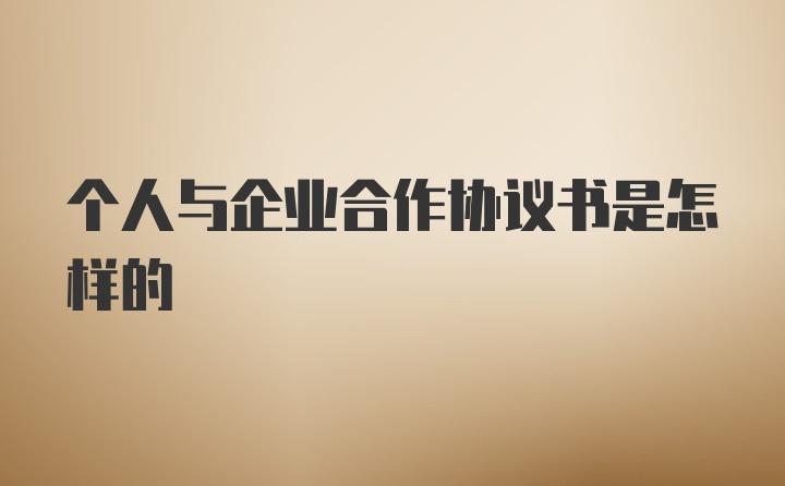 个人与企业合作协议书是怎样的