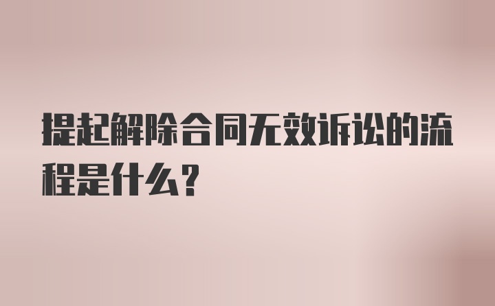 提起解除合同无效诉讼的流程是什么?