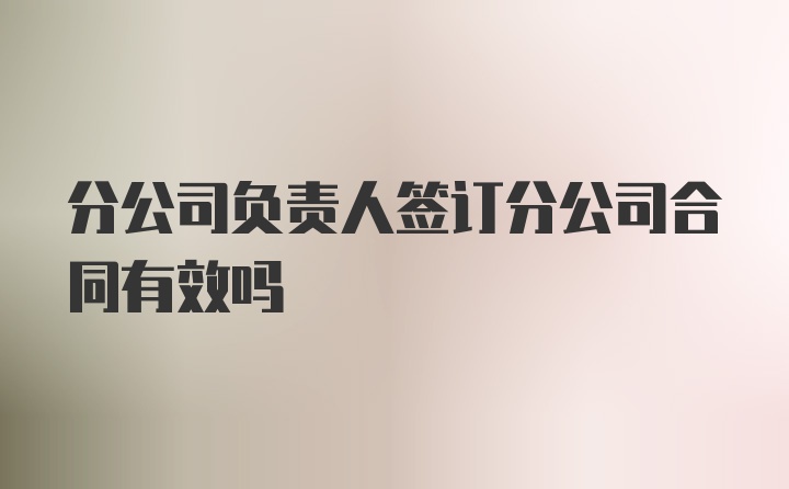 分公司负责人签订分公司合同有效吗