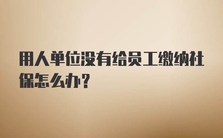 用人单位没有给员工缴纳社保怎么办？