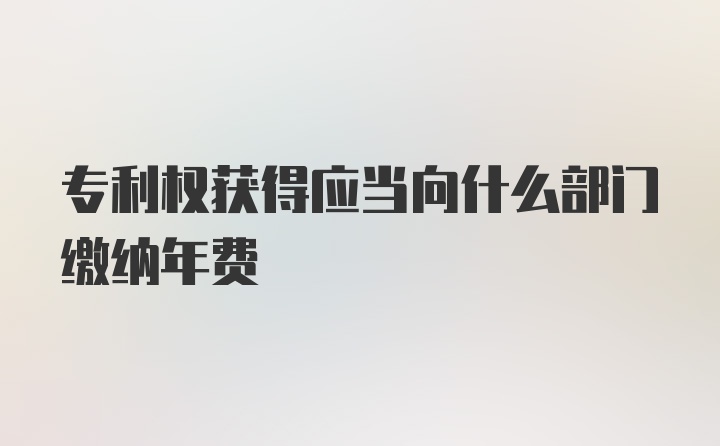 专利权获得应当向什么部门缴纳年费