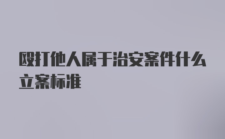 殴打他人属于治安案件什么立案标准