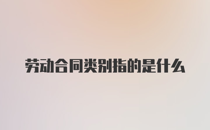 劳动合同类别指的是什么