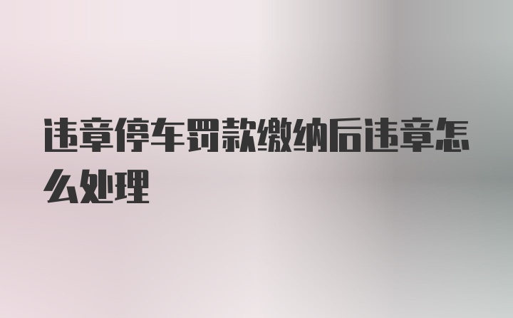 违章停车罚款缴纳后违章怎么处理