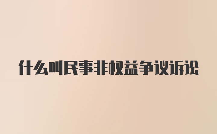 什么叫民事非权益争议诉讼