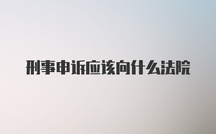 刑事申诉应该向什么法院