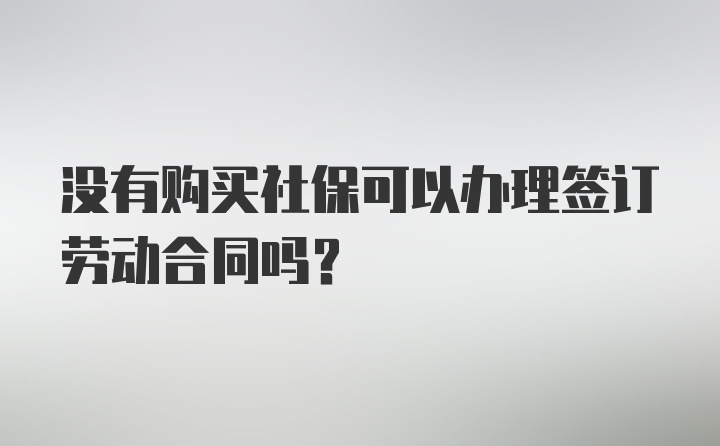 没有购买社保可以办理签订劳动合同吗?