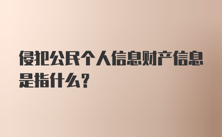 侵犯公民个人信息财产信息是指什么?