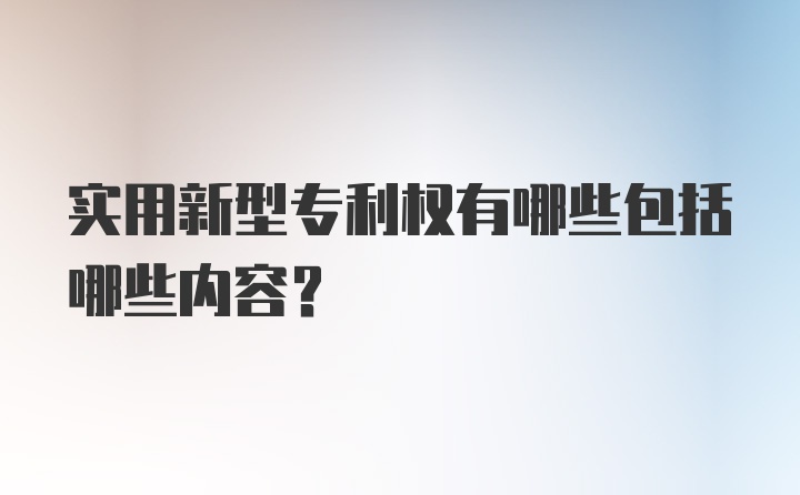 实用新型专利权有哪些包括哪些内容？