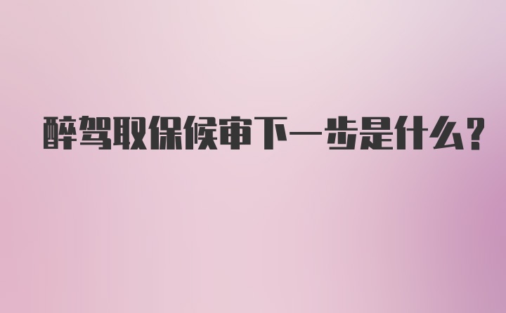 醉驾取保候审下一步是什么？