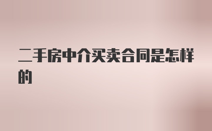 二手房中介买卖合同是怎样的