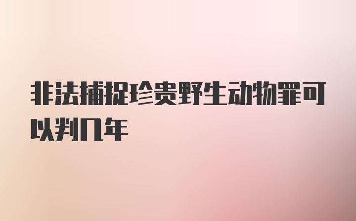 非法捕捉珍贵野生动物罪可以判几年