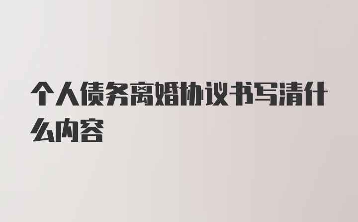 个人债务离婚协议书写清什么内容