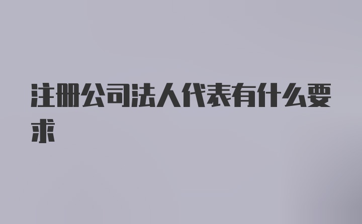 注册公司法人代表有什么要求