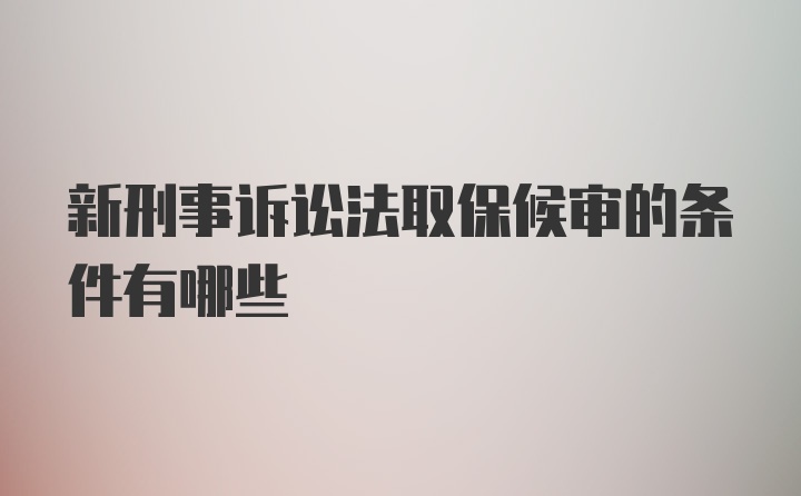 新刑事诉讼法取保候审的条件有哪些