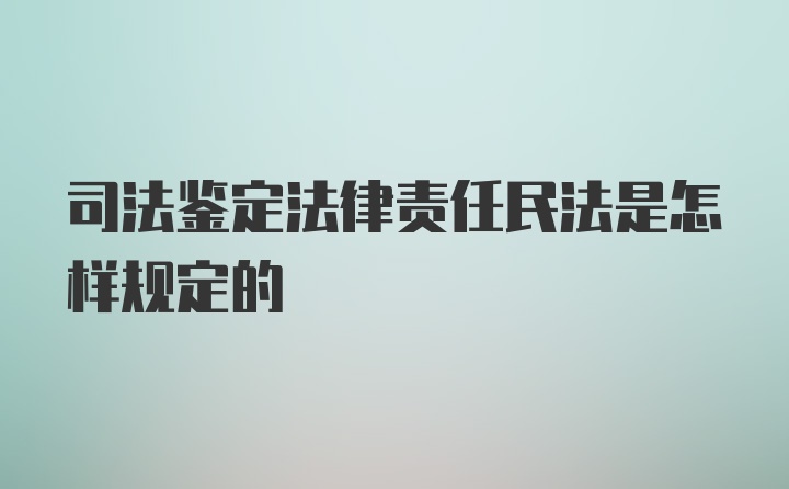 司法鉴定法律责任民法是怎样规定的