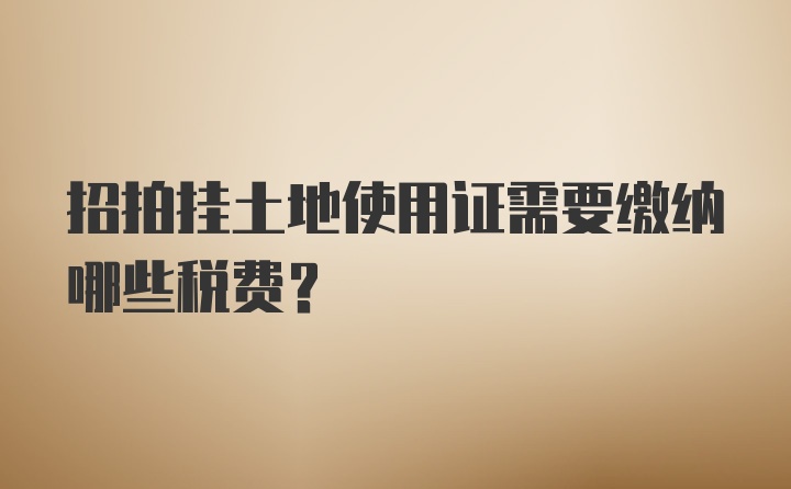 招拍挂土地使用证需要缴纳哪些税费？