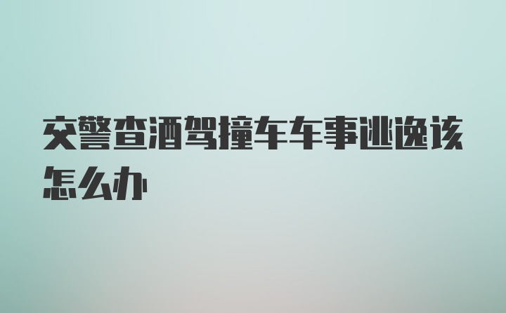 交警查酒驾撞车车事逃逸该怎么办