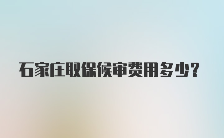 石家庄取保候审费用多少？