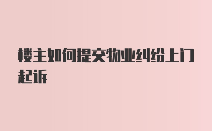 楼主如何提交物业纠纷上门起诉