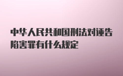 中华人民共和国刑法对诬告陷害罪有什么规定