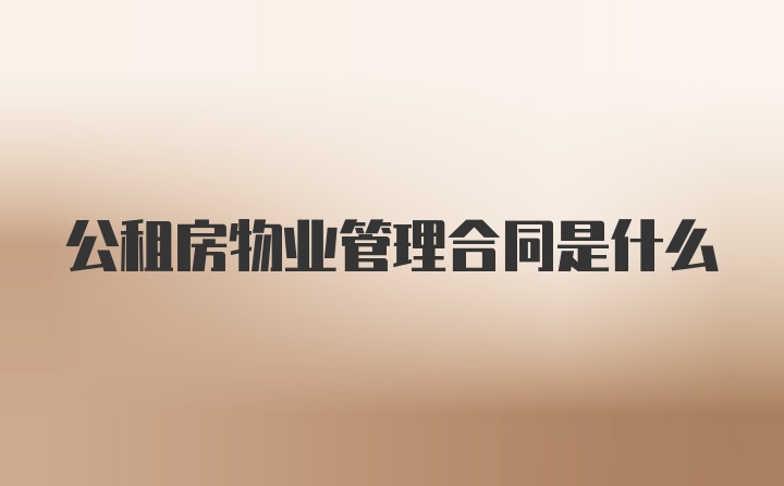 公租房物业管理合同是什么