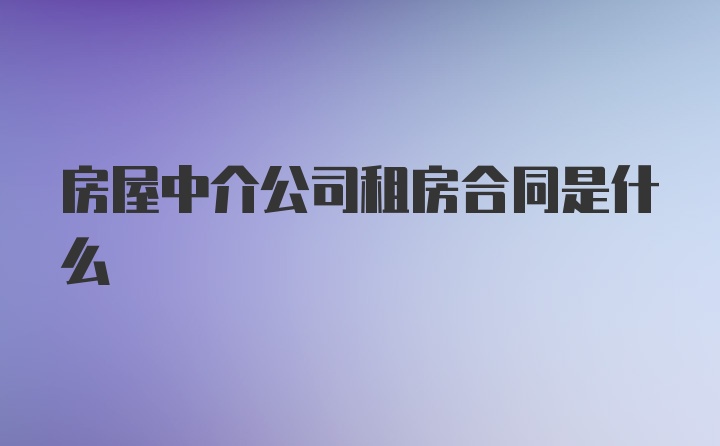 房屋中介公司租房合同是什么