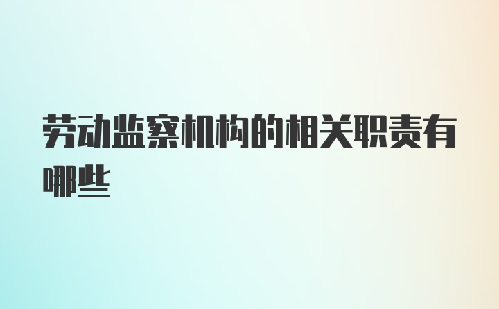 劳动监察机构的相关职责有哪些