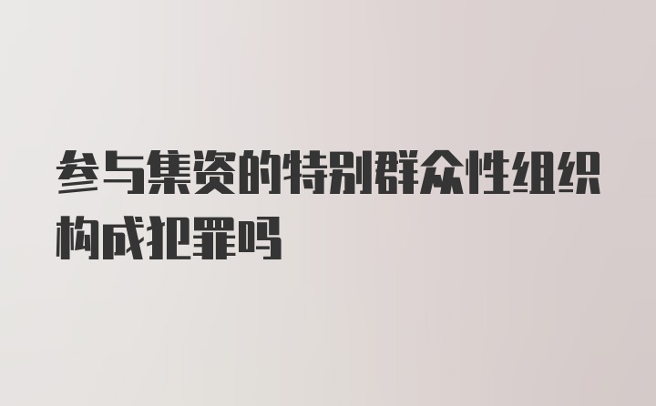 参与集资的特别群众性组织构成犯罪吗