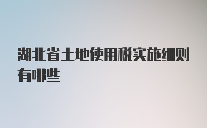 湖北省土地使用税实施细则有哪些