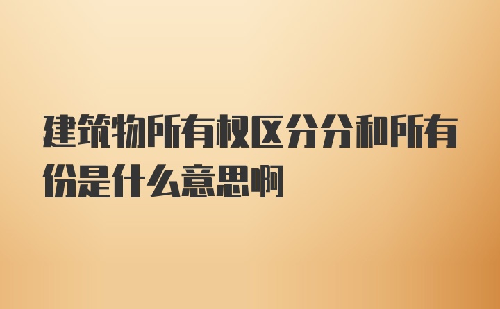 建筑物所有权区分分和所有份是什么意思啊