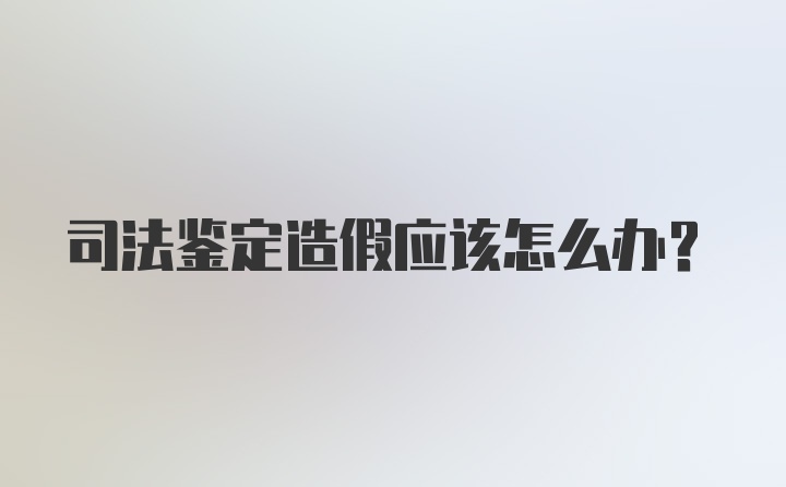 司法鉴定造假应该怎么办？