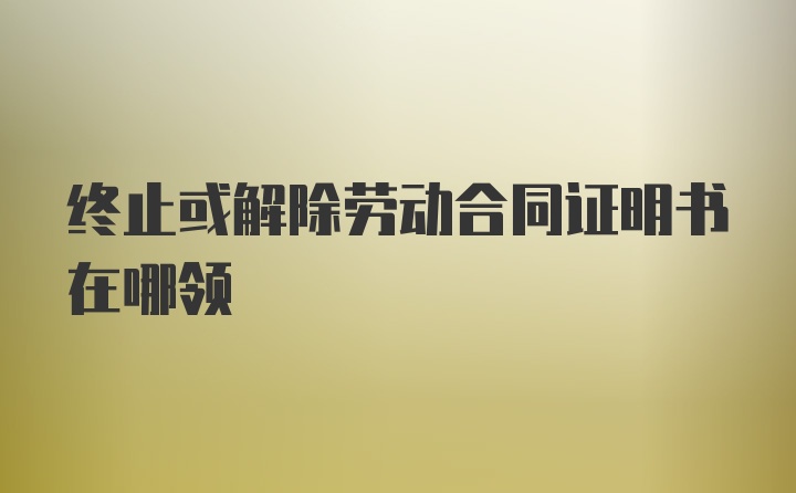 终止或解除劳动合同证明书在哪领