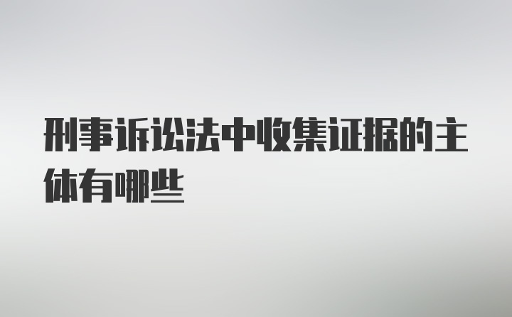 刑事诉讼法中收集证据的主体有哪些