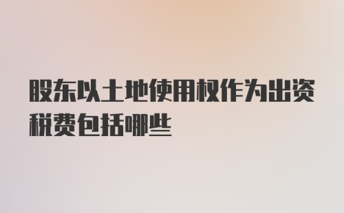 股东以土地使用权作为出资税费包括哪些