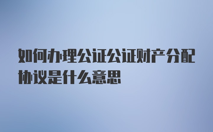 如何办理公证公证财产分配协议是什么意思