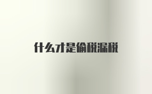 什么才是偷税漏税