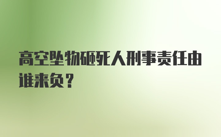 高空坠物砸死人刑事责任由谁来负？