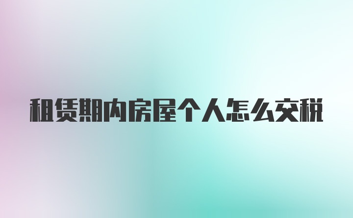 租赁期内房屋个人怎么交税