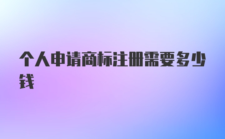 个人申请商标注册需要多少钱