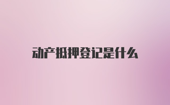 动产抵押登记是什么