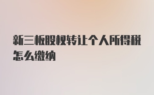 新三板股权转让个人所得税怎么缴纳