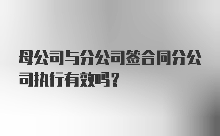 母公司与分公司签合同分公司执行有效吗?