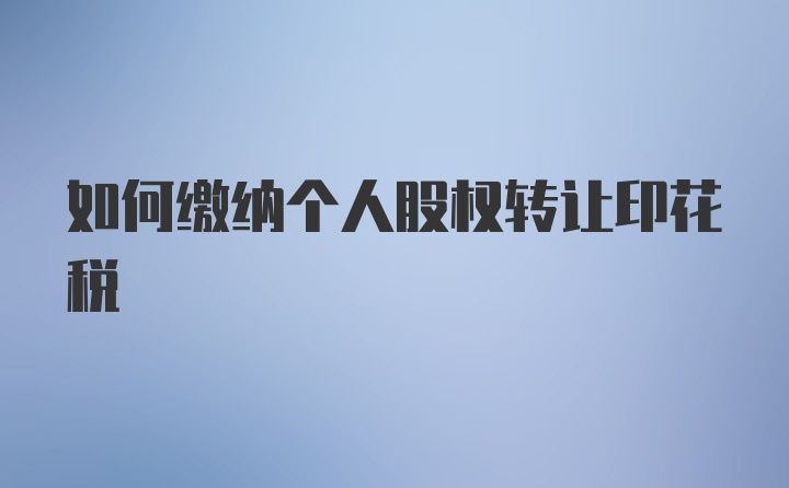 如何缴纳个人股权转让印花税