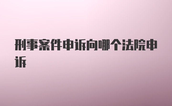 刑事案件申诉向哪个法院申诉