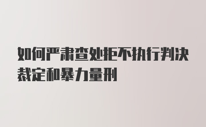 如何严肃查处拒不执行判决裁定和暴力量刑