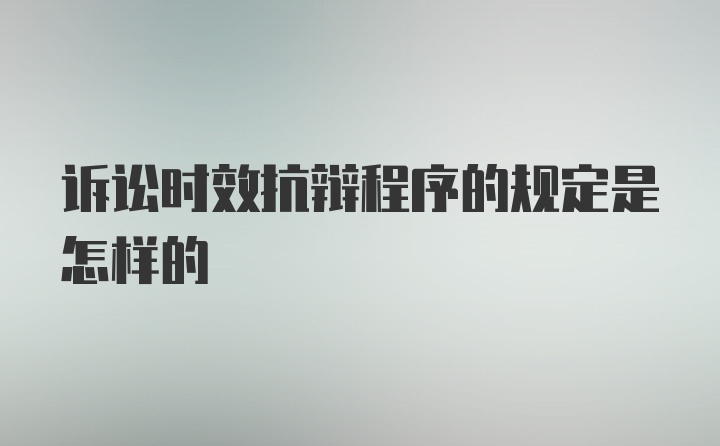 诉讼时效抗辩程序的规定是怎样的