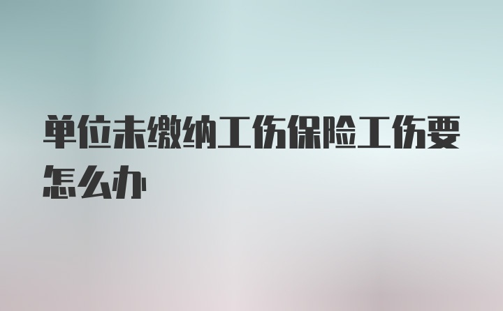 单位未缴纳工伤保险工伤要怎么办