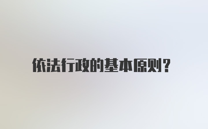 依法行政的基本原则？