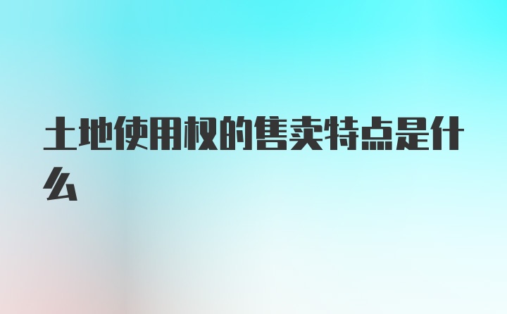 土地使用权的售卖特点是什么